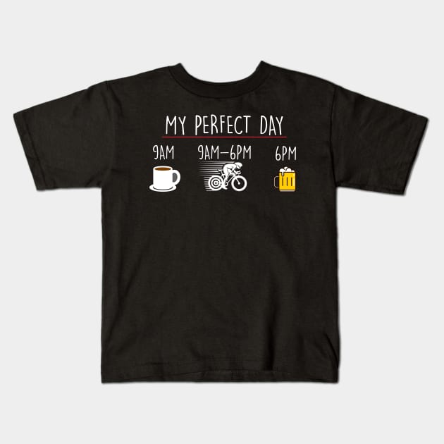 My Perfect Day Coffee Cycling Beer Kids T-Shirt by thingsandthings